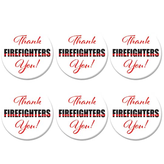 Beistle 2" Red Thank You Firefighters Buttons, 6ct.